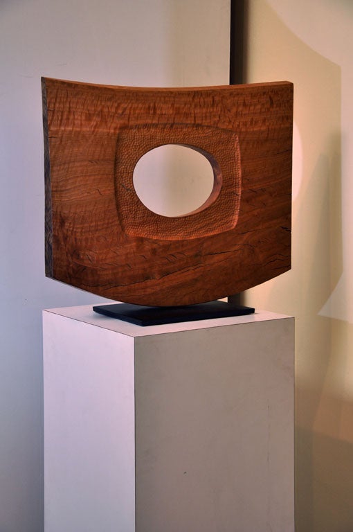 "Portal" sculpture in eucalyptus by Bruce Mitchell