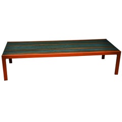 Vintage Van Keppel and Green dyed ash and painted metal coffee table