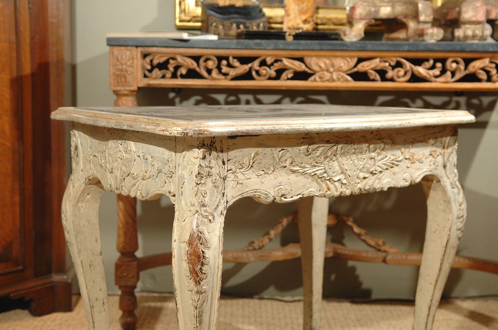 19th Century French Low Table with Slate Top and Cabriole Legs