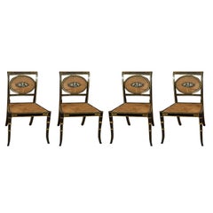 Set of English Greek Revival Chairs with Caned Seats and Backs