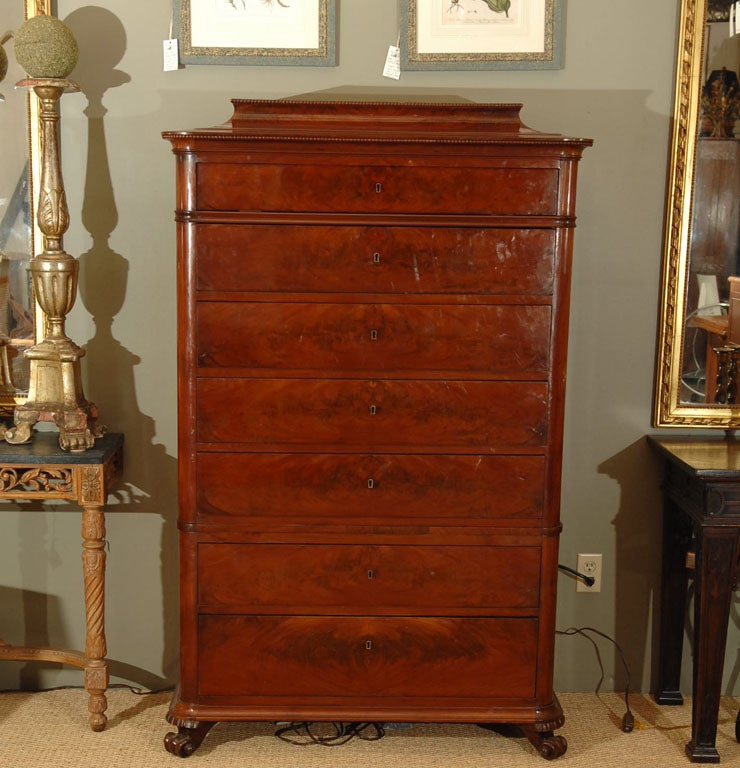 Biedermeier Tallboy or Chest on Chest of Mahogany