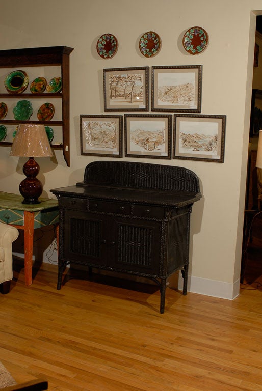 Rare American Art Deco Wicker Buffet c1920s