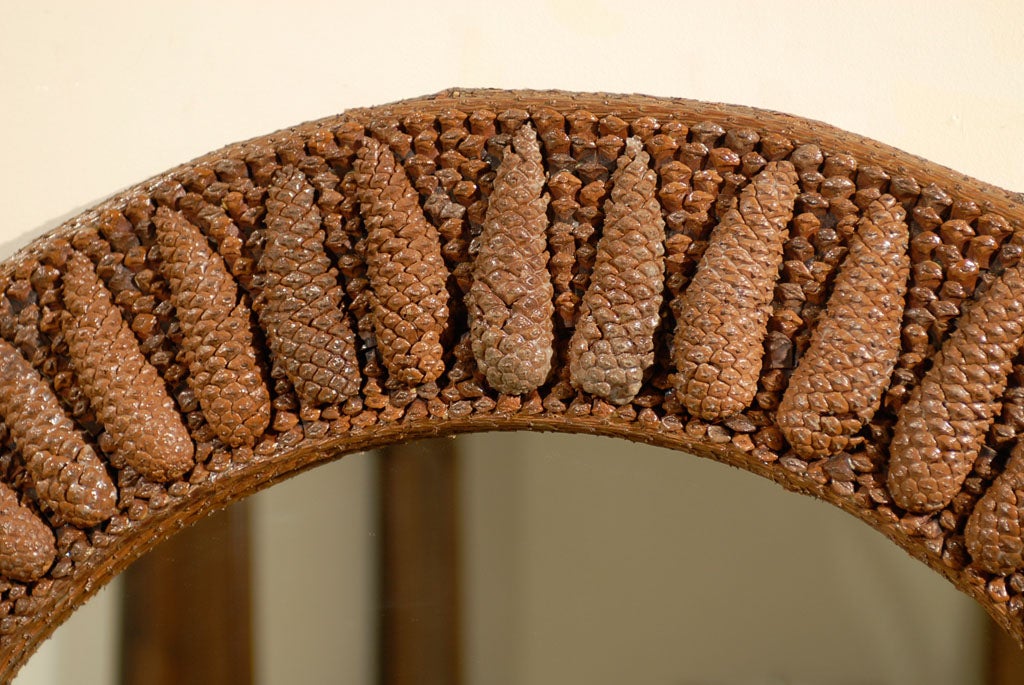 Custom Made Pine Cone Round Mirror In Excellent Condition In Atlanta, GA