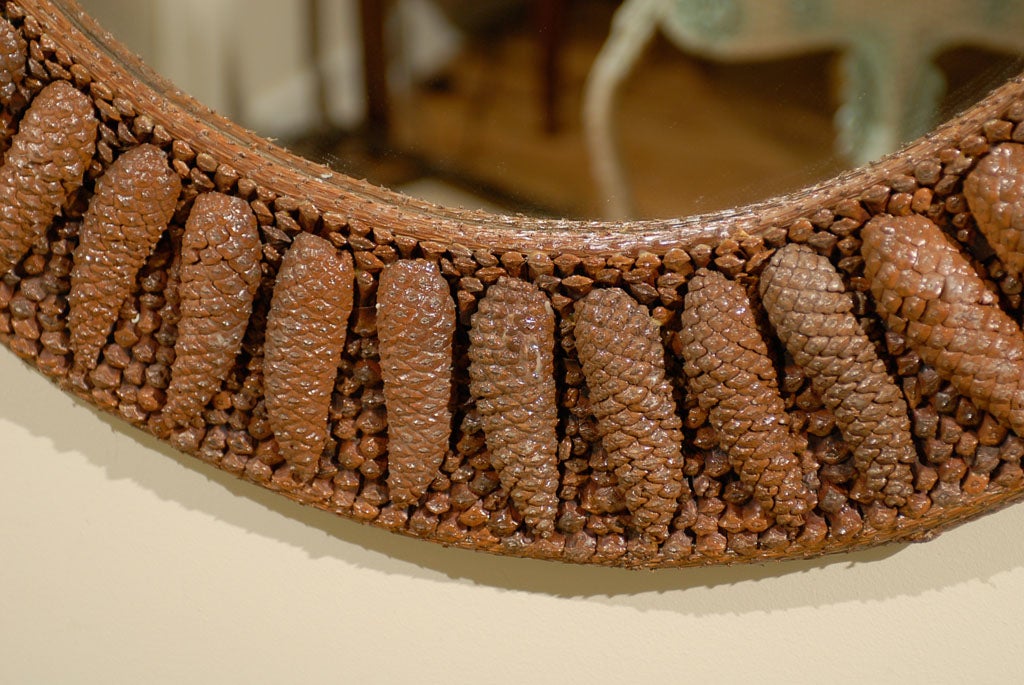 Custom Made Pine Cone Round Mirror 1
