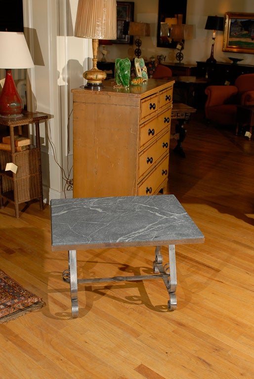 20th C Spanish Steel Coffee Table with new Soapstone at 1stDibs
