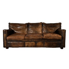 VINTAGE CUSTOM LEATHER SOFA ca 1930 VINTAGE CUSTOM LEATHER SOFA ca 1930