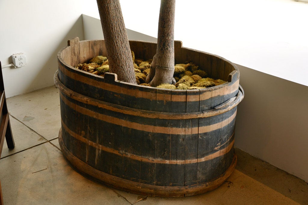 a massive wooden welsh tub which can be used as a planter (see pictures) or to hold firewood etc.