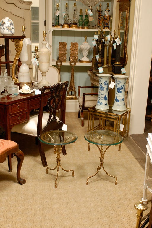 PAIR OF MID C ITALIAN METAL ROPE TABLES