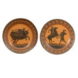 PAIR OF GLAZED TERRA COTTA PLATES