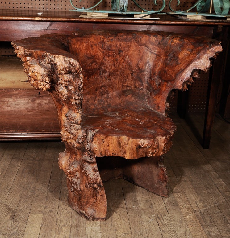 Burl wood armchair