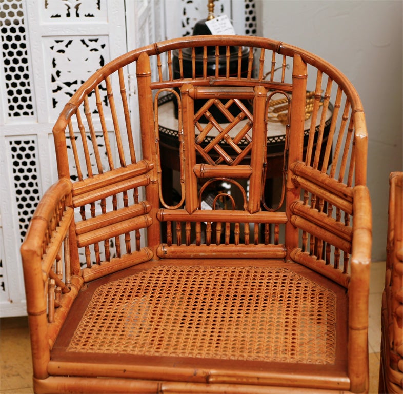 Vintage Brighton Bamboo Arm Chairs In Excellent Condition In Sheffield, MA