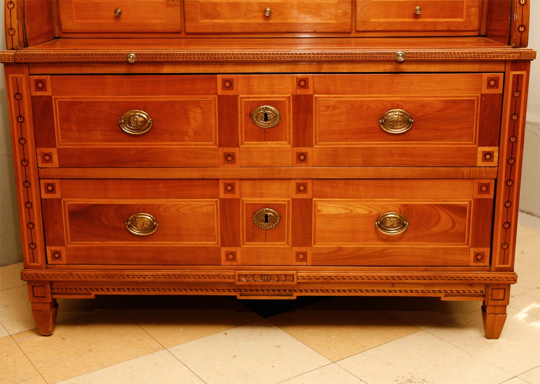 Extremely handsome rolled top desk with 3 sided gallery top, 6 drawers under rolled top and 2 large drawer beneath.