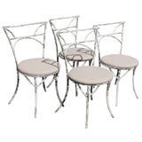 Vintage Set of 4 Faux Bamboo Metal Side Chairs