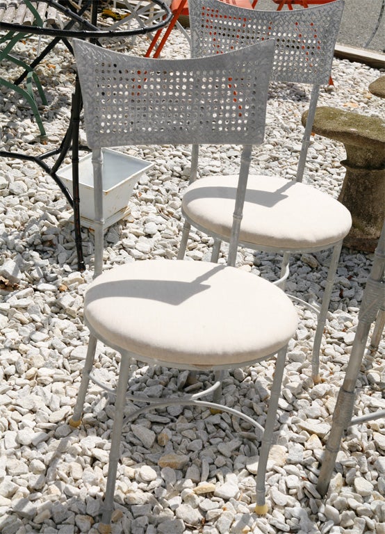 Aluminum Set of Faux Bamboo Chairs and Table