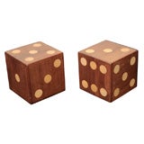 Vintage Pair of Overscaled Wooden Inlaid Dice