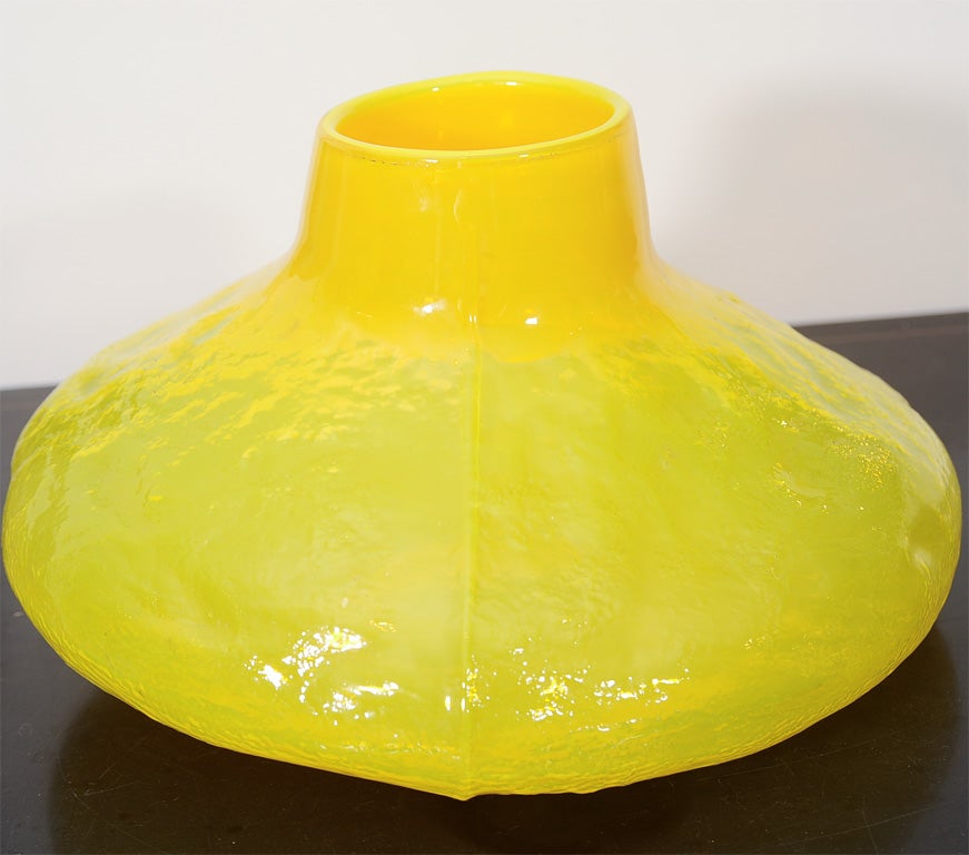 Finnish Yellow Cased Art Glass Vase by Viking Glass 3