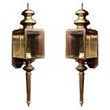 A Pair of Large Brass Wall Lanterns