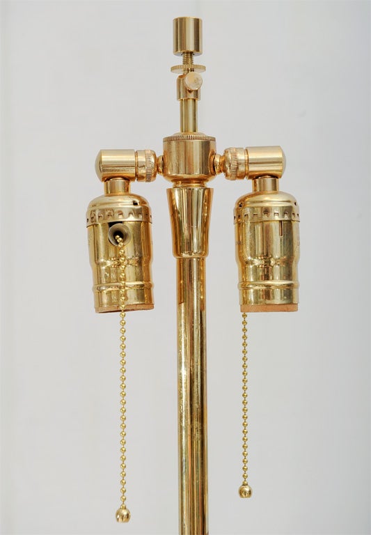 1950's Jacques Adnet Telescoping Leather Wrapped Brass Floor Lamp 1