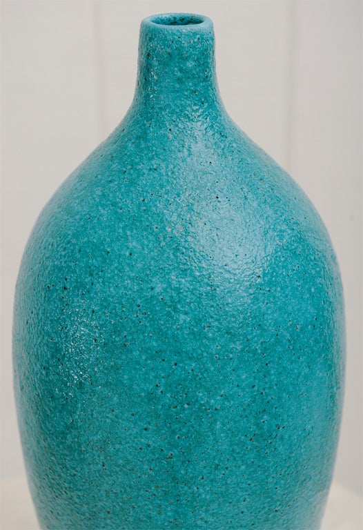 Mid-20th Century 1950's Italian Turquoise Guido Gambone Pottery Vase