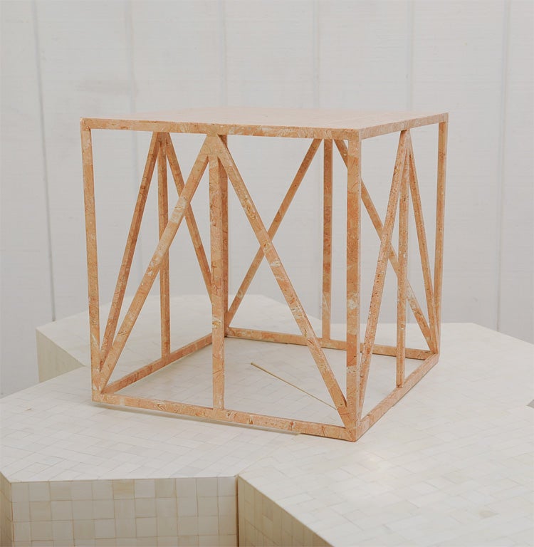 Chic Salmon Tesselated Stone Thebes Table