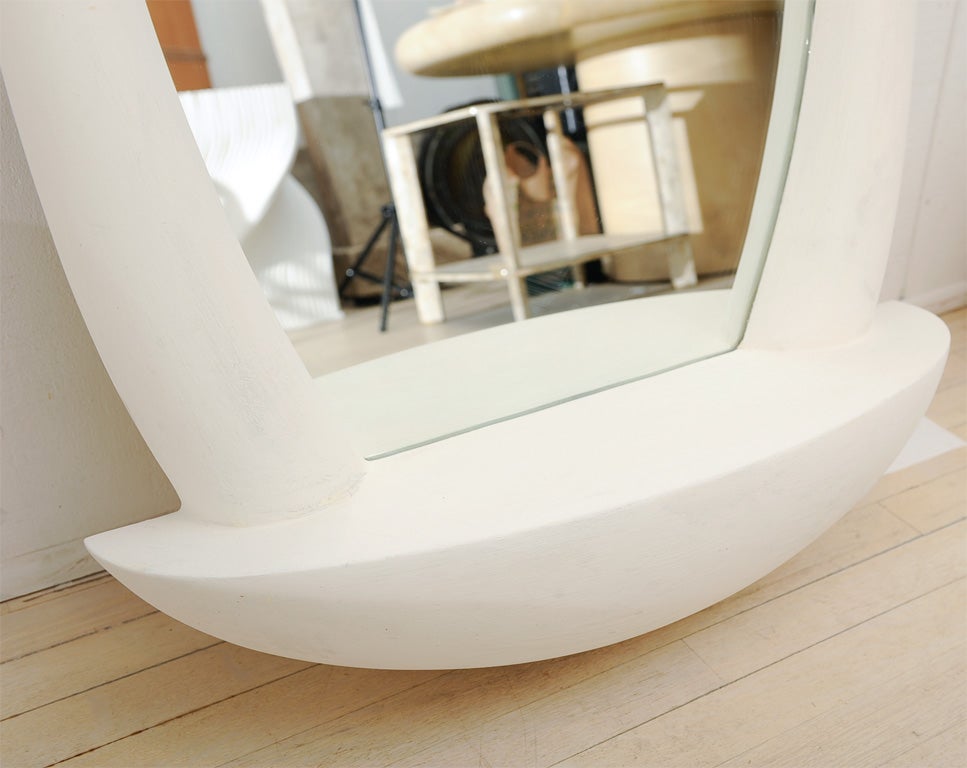 Organic Tusk Shaped Plaster Mirror With Integrated Shelf 2