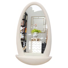 Organic Tusk Shaped Plaster Mirror With Integrated Shelf