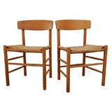 Pair of 1950's Borge Mogensen Beech Side Chairs