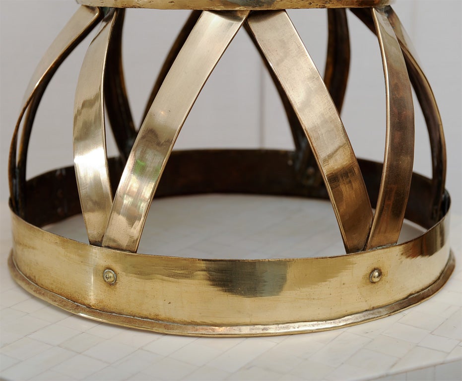 1950's Woven Stapwork Brass Stool or Table 1