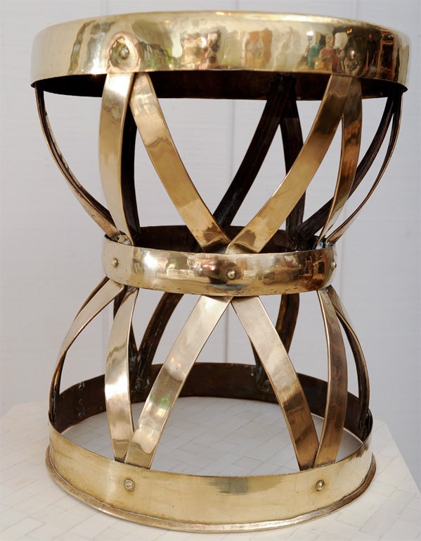 1950's Woven Stapwork Brass Stool or Table 3