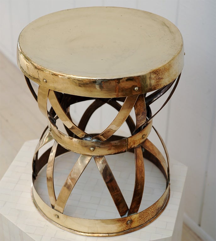 1950's Woven Stapwork Brass Stool or Table 4