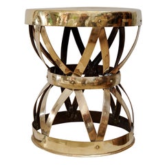 1950's Woven Stapwork Brass Stool or Table