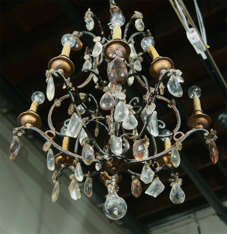 Mid-20th Century Maison Jansen Bronze and Crystal Chandelier