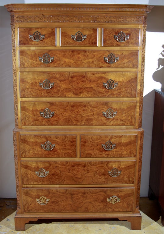 Baker Chippendale Style High-Boy Chest of Drawers