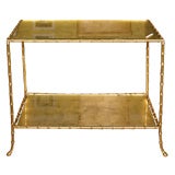 Maison Jansen Bronze Bamboo Gilt Glass Side Table