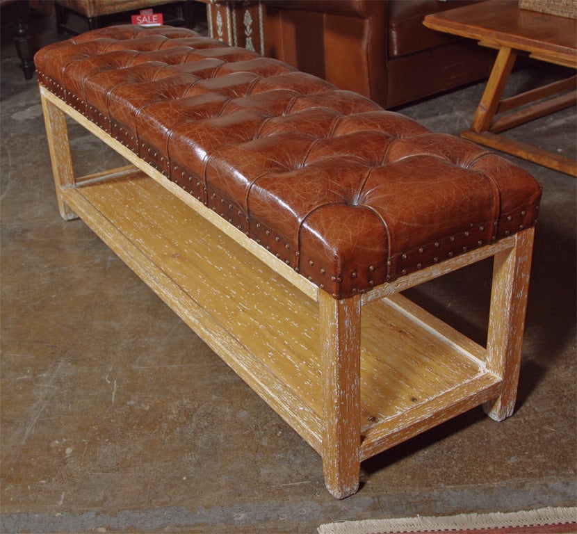 Belgian Tufeted Leather Bench