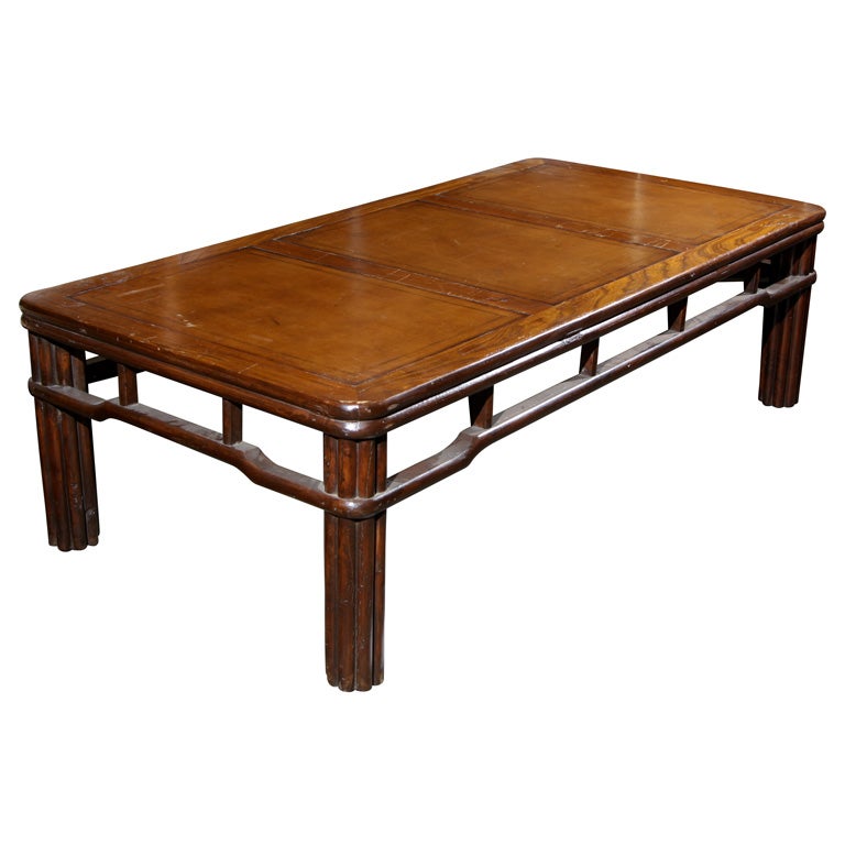 Elm Coffee Table with Leather Inserts