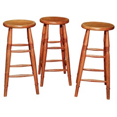 Antique English round pub stools