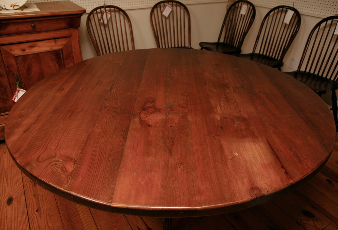 The round table pictured here is from old reclaimed floor boards and can be made in pine or oak. Any diameter, with a 1