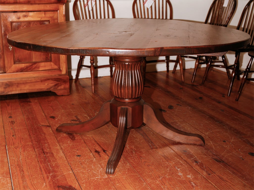 American Round Reproduction Pine or Oak Table, from Reclaimed Wood