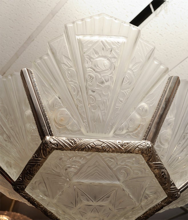 French Art Deco Chandelier by Verrerie des Hanots