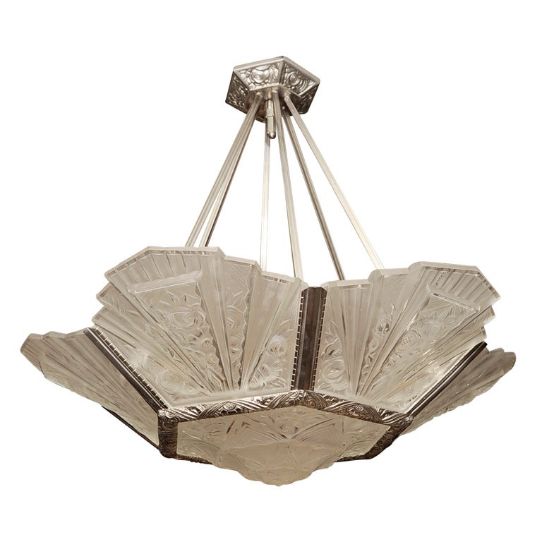 Art Deco Chandelier by Verrerie des Hanots