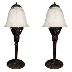 Vintage Pair of Edgar Brandt Table Lamps