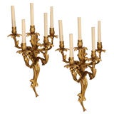 Antique Pair of French Gilt Brass Neoclassical Sconces