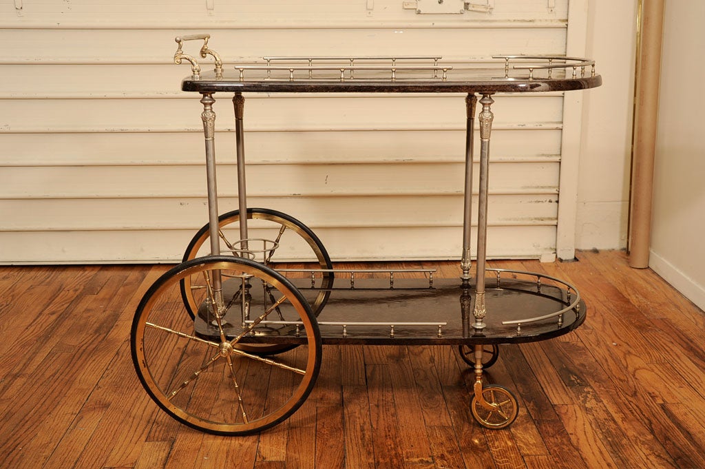 Lacquered Goatskin Bar Cart By Aldo Tura