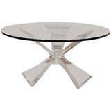 Lucite Tripod Cocktail Table with Glass Top