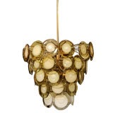 Vistosi Chandelier with 5 Tiers of White and Honey-Colored Glass