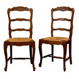 Antique Set Of 4 French Rush Bottom Chairs