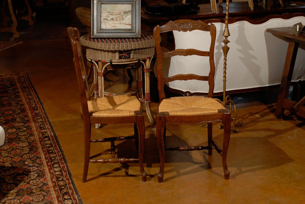 Set Of 4 French Rush Bottom Chairs at 1stDibs