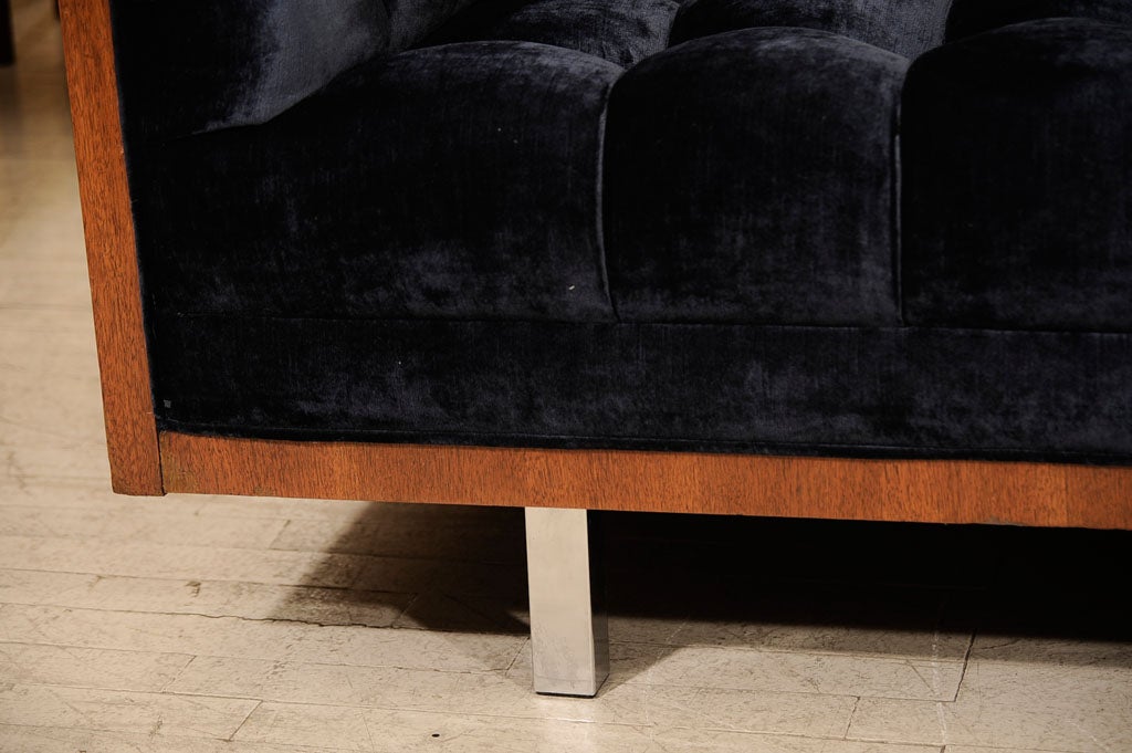 Magnificent Midnight Blue Milo Baughman Sofa
