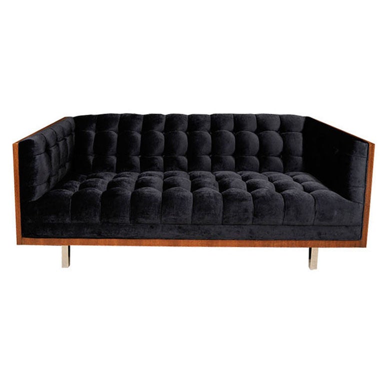 Magnificent Midnight Blue Milo Baughman Sofa